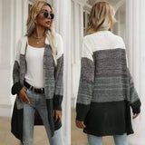 Color Block Bottoming V-Neck Knitted Sweater Women Jacket-1