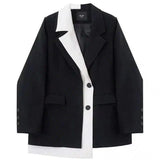 Women's Contrast Lapel Blazer-1