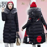 Student cotton coat women's mid-length-Black-1