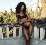 Pure color hard bag bikini split-1