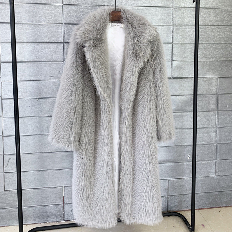 Chic Faux Fur Suit Collar Coat