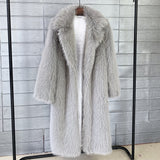 Chic Faux Fur Suit Collar Coat