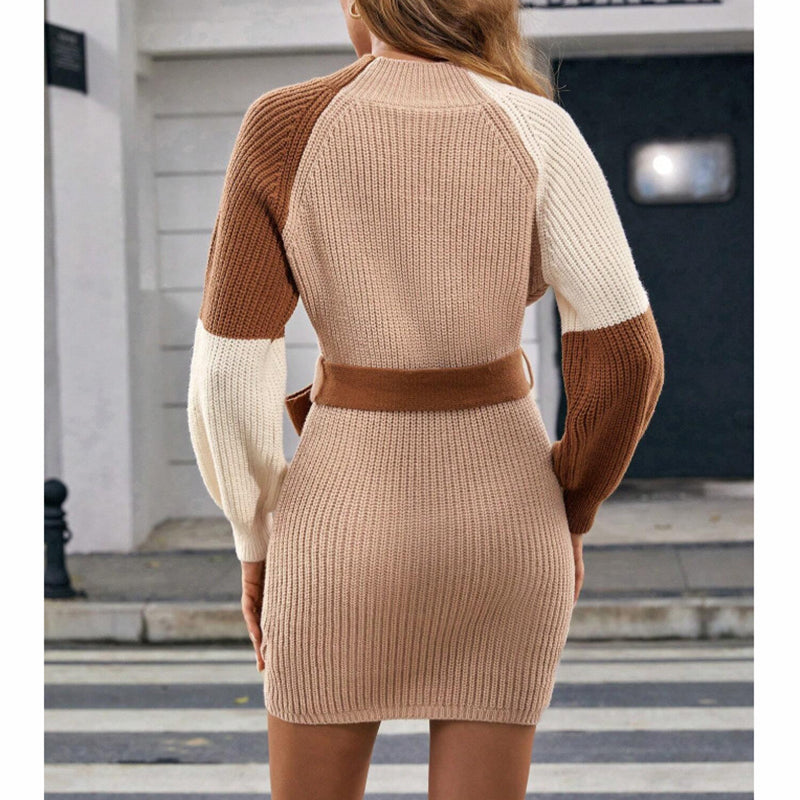 Color Block Sweater Midi Dress