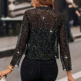 Sequin Trim Cropped Cardigan