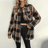 Plaid Fleece-Lined Jacket for Women