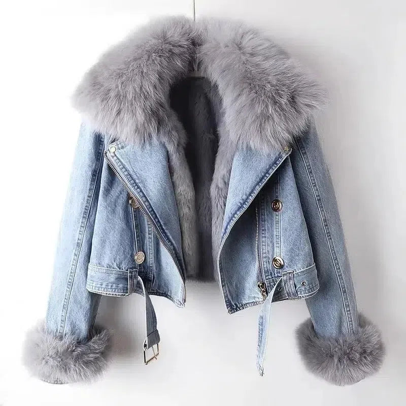 Faux Fur Denim Jacket – Chic and Cozy Winter Glam