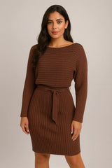 2pcs Tuta donna solida striscia maniche lunghe Top e gonna stretta bretella moda autunno inverno abbigliamento sottile