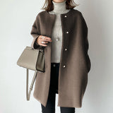 Wool Blend Straight Cardigan Coat