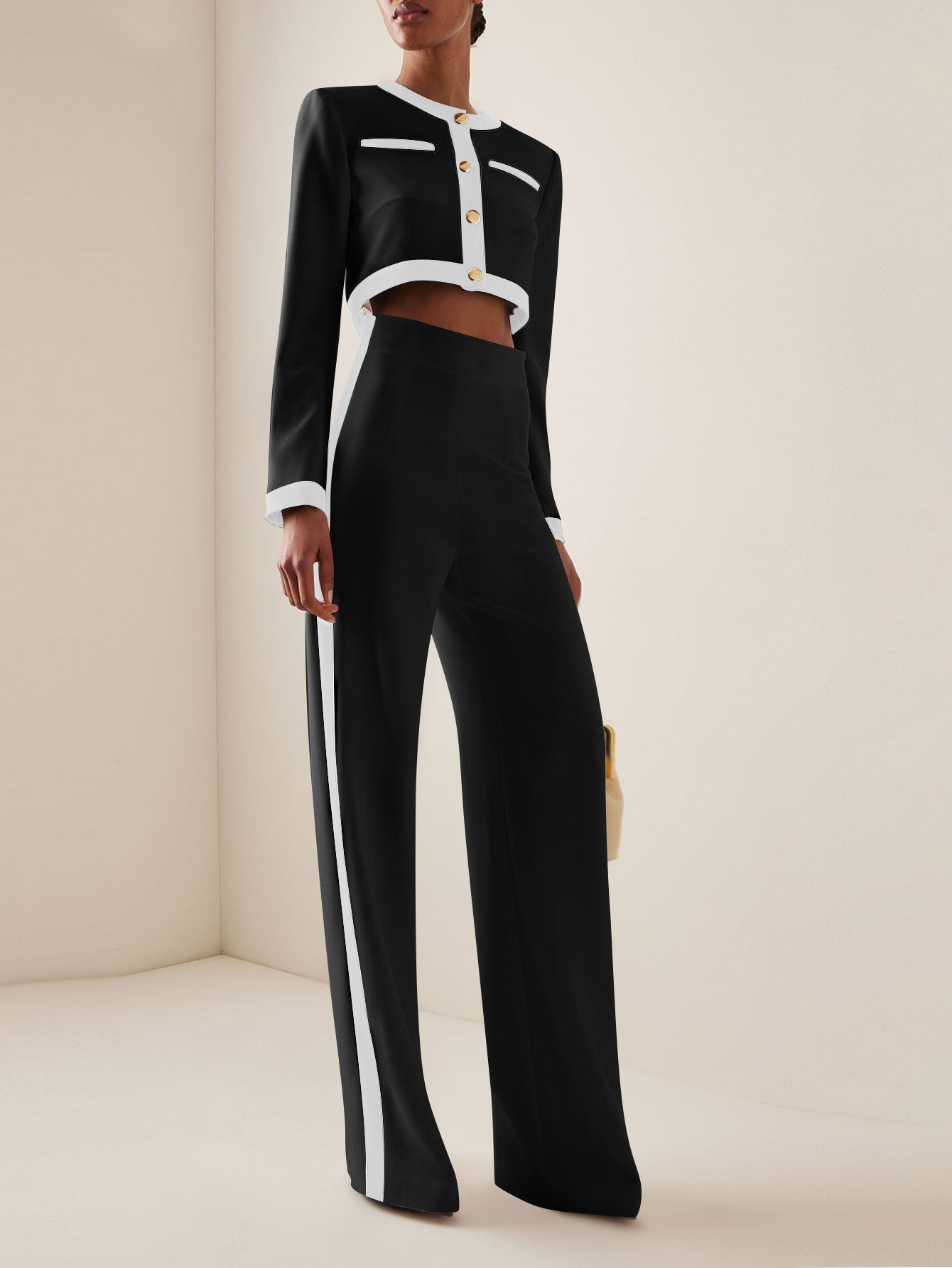 Chic Contrast Pantsuit Set