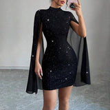 Glitter Bodycon Mini Cocktail Dress