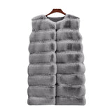Faux Fur Long Vest Puffer Coat