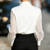 Satin Sheer Lapel Blouse