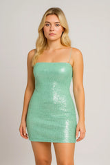 Shiny Sequin Backless Dress