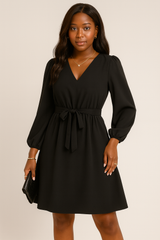 Autunno e inverno Abbigliamento donna europeo e americano manica lunga piccolo scollo a V vestito in pizzo