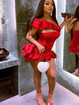 One Shoulder Red Dress