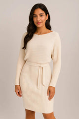 2pcs Tuta donna solida striscia maniche lunghe Top e gonna stretta bretella moda autunno inverno abbigliamento sottile