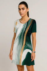 Abiti Vintage con stampa a trama e manica corta