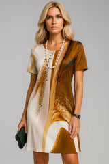 Abiti Vintage con stampa a trama e manica corta