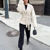 Vintage Faux Suede Belted Coat