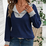 Color Block V-Neck Pullover