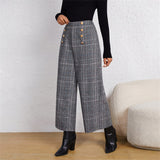 Plaid Wide Leg Office Pants
