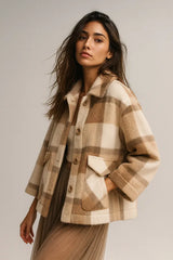 Cappotto moda donna in misto lana con pelliccia sintetica