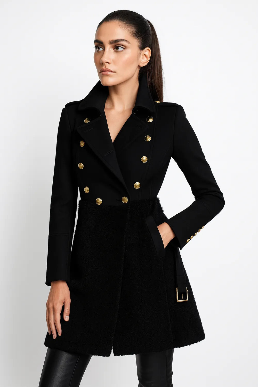 Cappotto classico doppiopetto nero