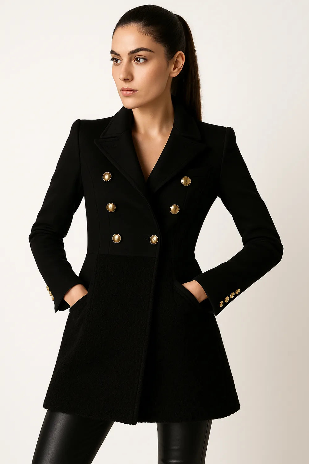 Cappotto classico doppiopetto nero