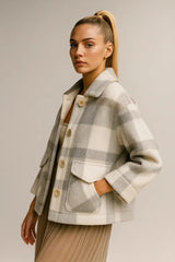 Cappotto moda donna in misto lana con pelliccia sintetica