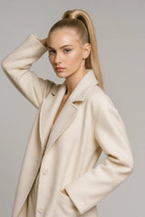 Cintura in vita double-face cravatta trench coat in lana di media lunghezza