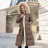 Chic Fur-Hooded Winter Belted Coat