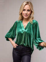 V-Neck Three-Quarter Sleeve Blouse-3