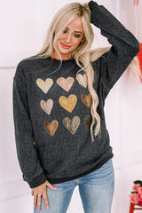 Heart Round Neck Dropped Shoulder Sweatshirt-3