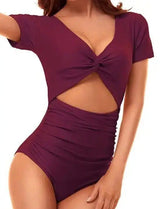 Ladies Fashion Cutout Lace-Up Halter Swimsuit-2