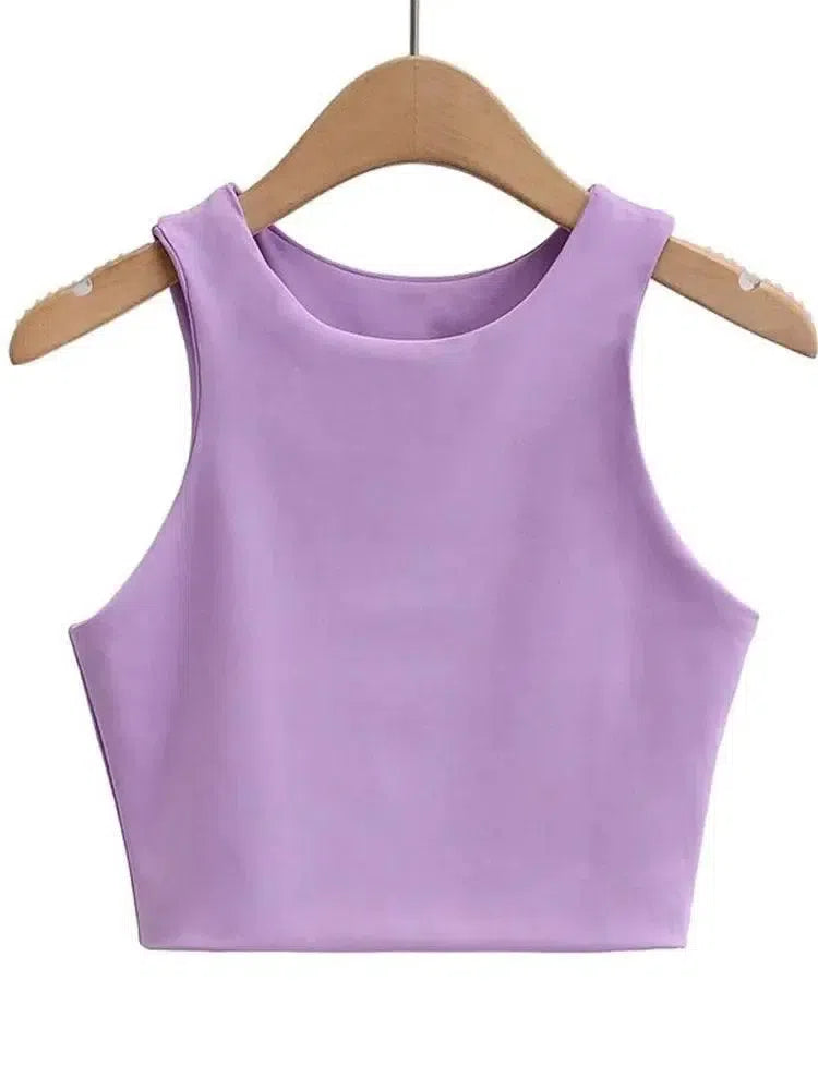 Summer Fashion Women Slim Tops O-neck Sleeveless-2