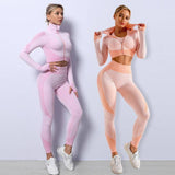 3PCS Yoga Set Seamless Sport Set Women Gym Clothing Leggings-3