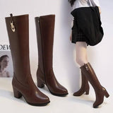 Autumn And Winter Thick Heel High Heel Pointed High Boots-4