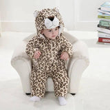 Baby flannel three-dimensional shape jumpsuit-Leopard-3