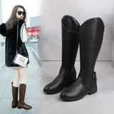 But Knee High Thick Heel Fashion Simple Side Zipper Knight-1