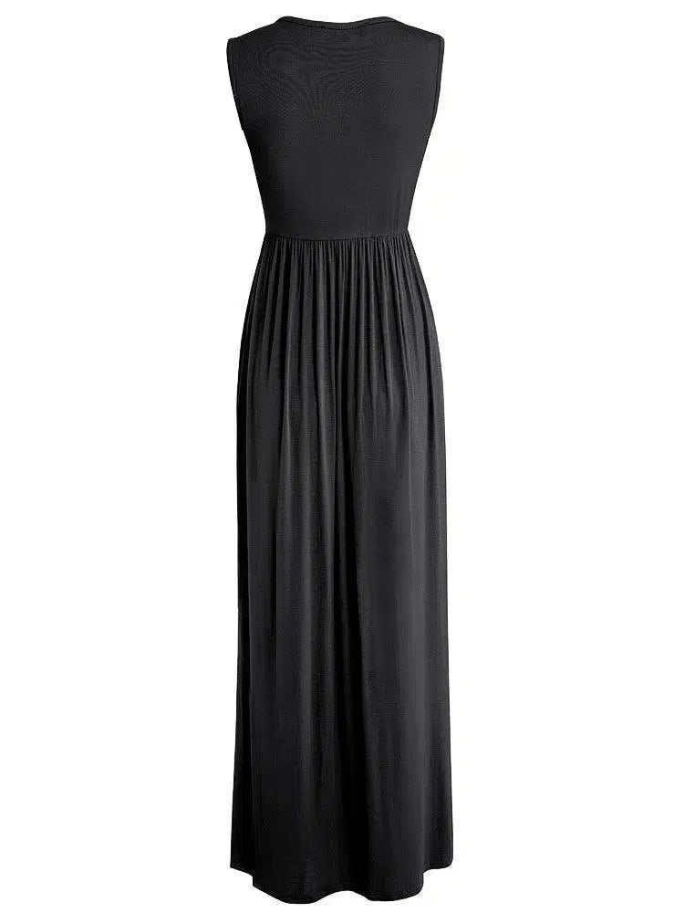 Casual Dresses V-neck Maxi Long Flare-3