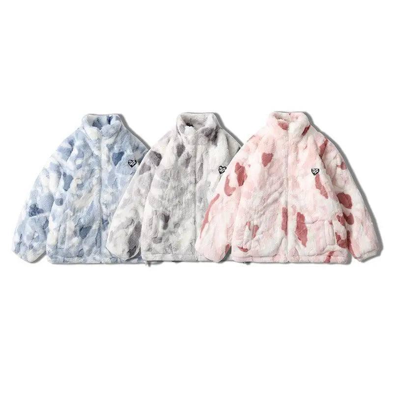 Chaos Tie Dyed Stand Collar Cashmere Coat For Men And Women-3