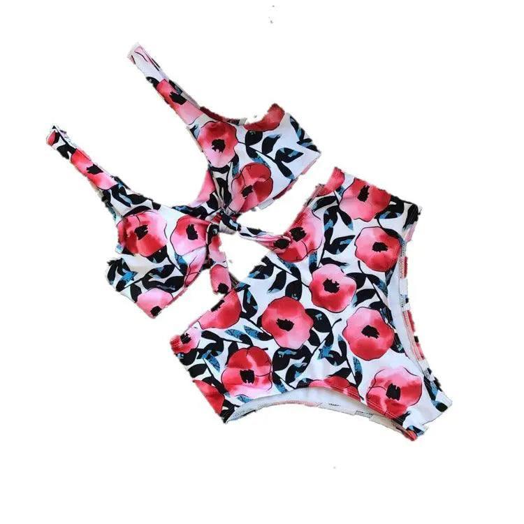 Cherry Print Bikini Push Up Front Knot Bikini 2019 Women-Red-4