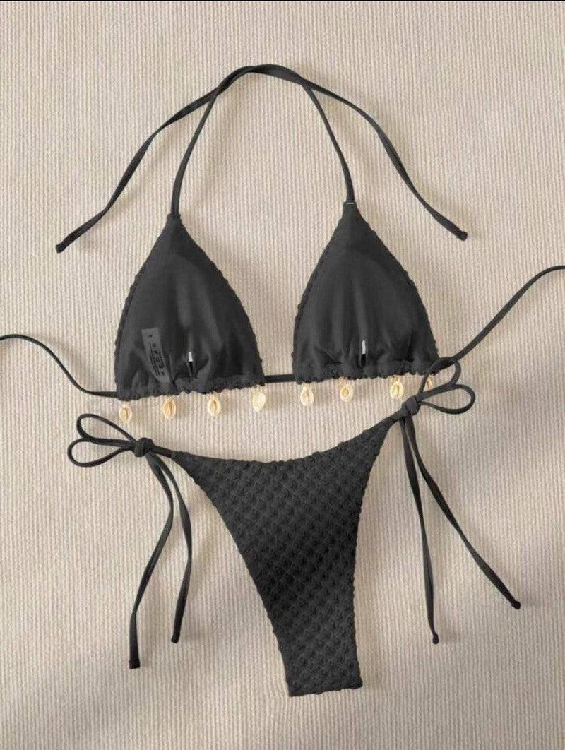 Chic Beaded Bikini Sets for Stylish Swimwear-Black-7