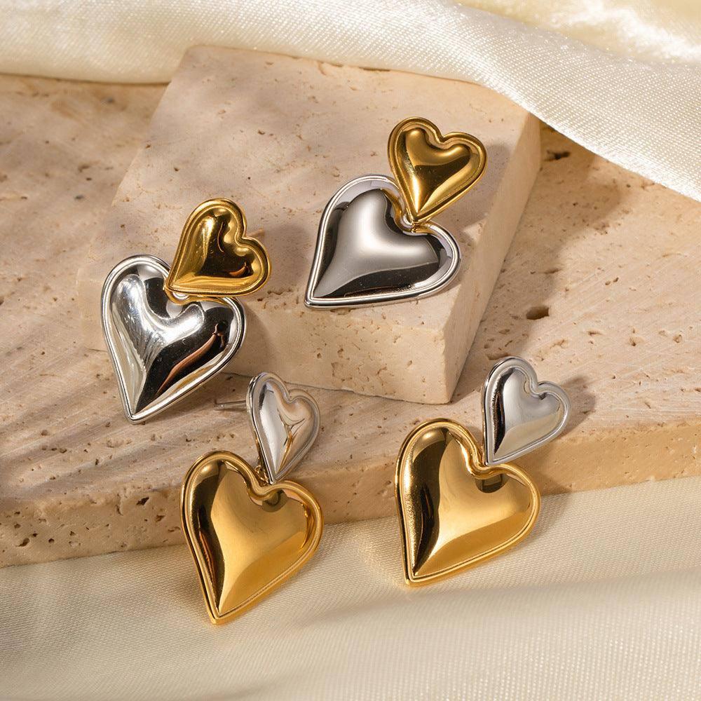 Chic Heart-Shaped Earrings - Gold & Silver Styles-1