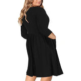 Chic Plus-Size Buttoned Midi Dress for Women-2