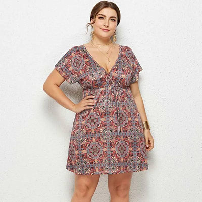 Chic Plus-Size Paisley Summer Dress for Women-3