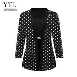 Chic Polka Dot Blazer for Women - Elegant Office Wear-Black-7