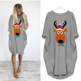 Christmas print sweater dress-Grey-2