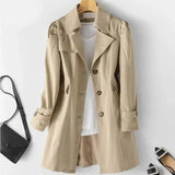 Coat Korean style slim long-Khaki-1