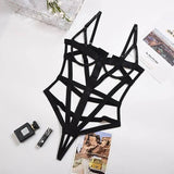 Complex Craft Strapped Cross Sexy Lingerie Bodysuit-Black-1